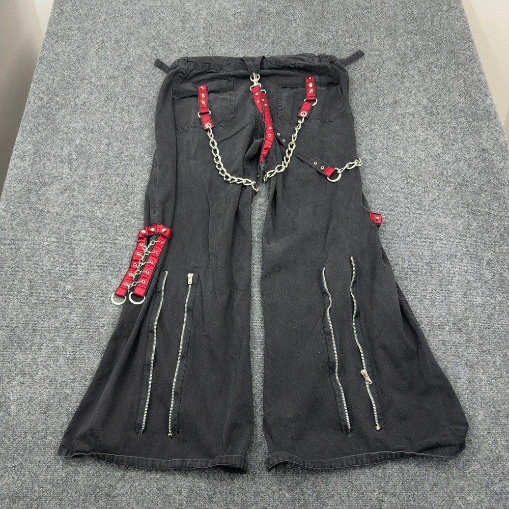 Tripp NYC Pants Women 15 Black Cotton Bondage Chain Wide Leg Goth Punk Y2K Style